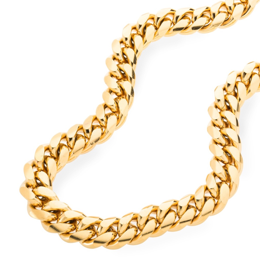 Brushed Finish 18K Cuban Link Curb Chain
